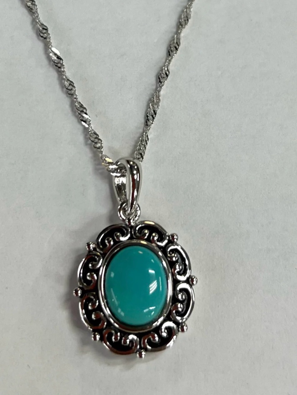 Sterling Silver Turquoise Pendant & Chain JTV New